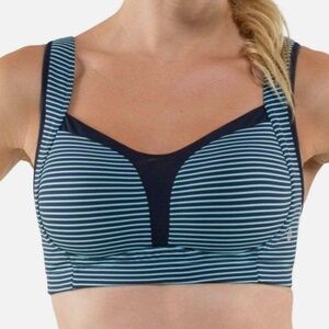 Lululemon Ta Ta Tamer II Sports Bra Hyper Stripe Blue Moon 34DD